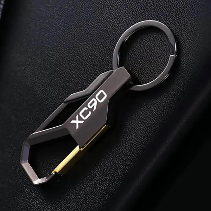 

Laser engraving style car Keychain Metal Alloy Buckle Waist Car Key Chain car logo Key Chain accessories for Volvo XC90 2016 18