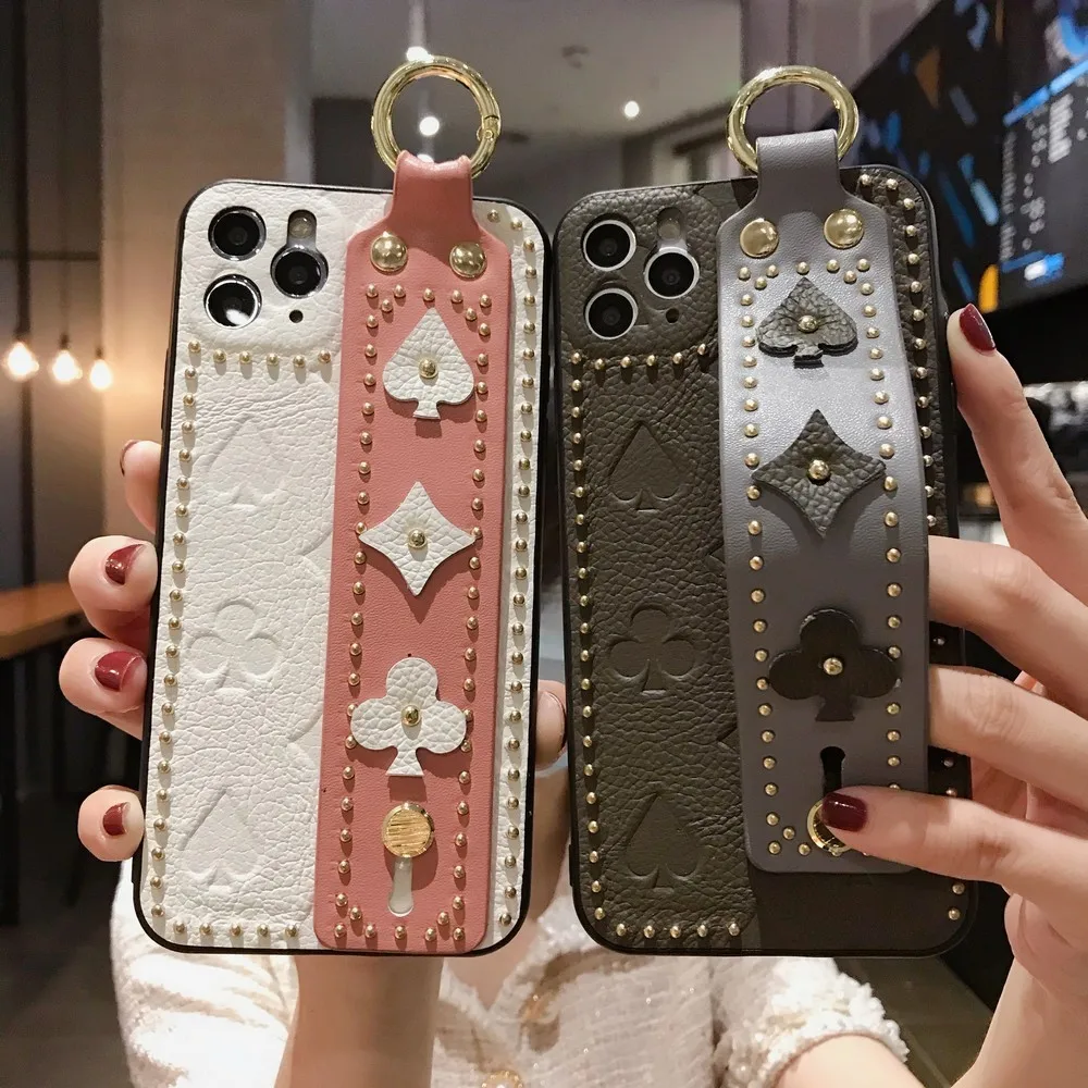 

New 2022 Luxury fashion leather wrist strap with case anti-fall For iPhone 13 12 mini 11 Pro SE XR XS Max 7 8 plus for women men