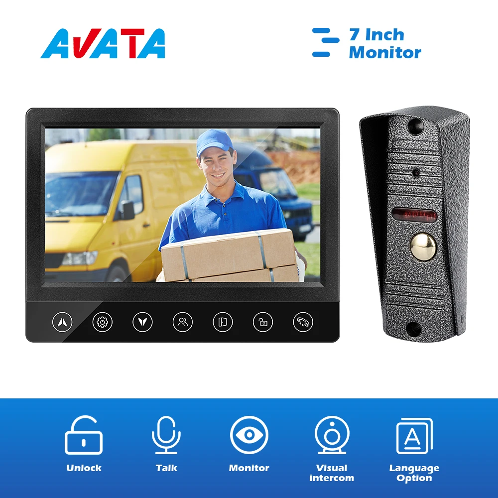 Видео-дверной звонок Домофон для дома Ночное видение устройства 7 дюймовым