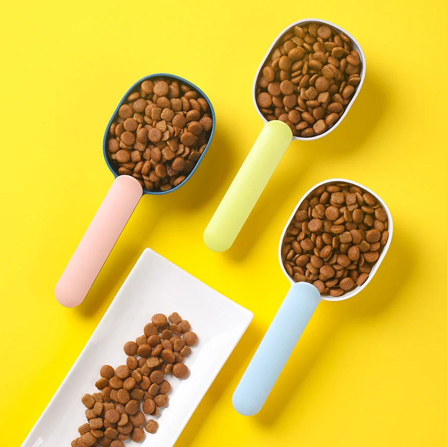 

Multifunctional Cat Food Dog Food Spoon Spoon Pet Feeding Spoon Creative Measuring Cup Curved Design Grain Shovel Easy To Clean