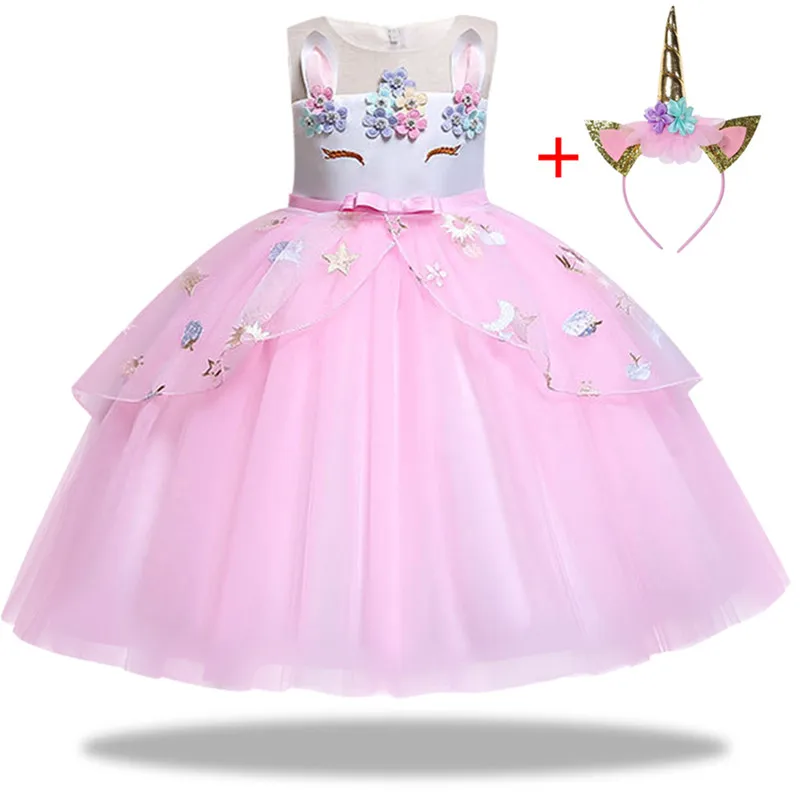 Kids Unicorn Dress for Girls Embroidery Flower Ball Gown Baby Girl Princess Dresses Party Costumes Children Clothing | Детская одежда и