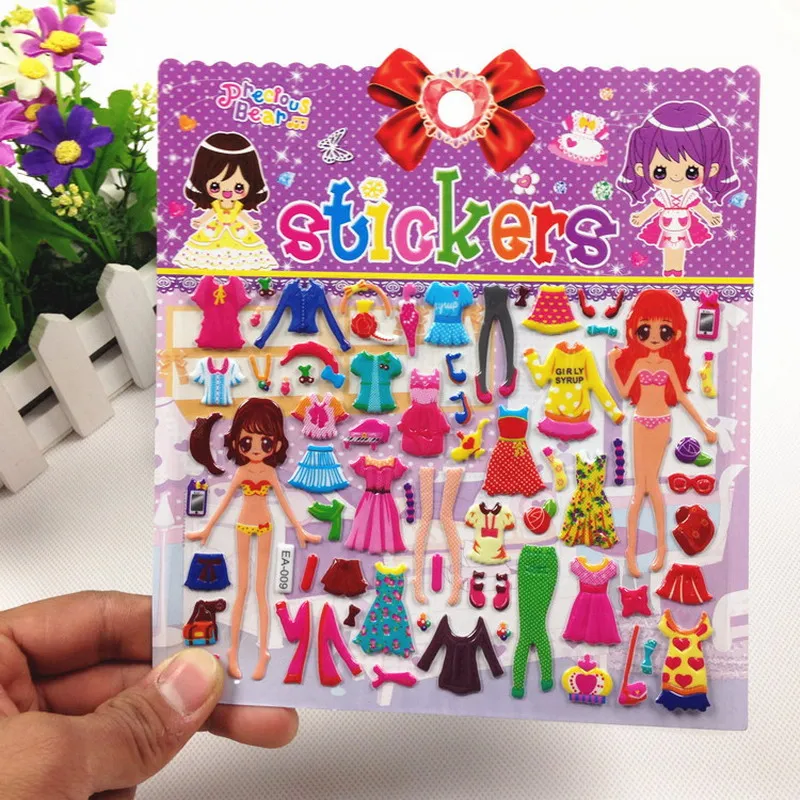 1 лист Дети Девочка одеваются наклейки 3D Пузырьковые для девочек дневник телефон
