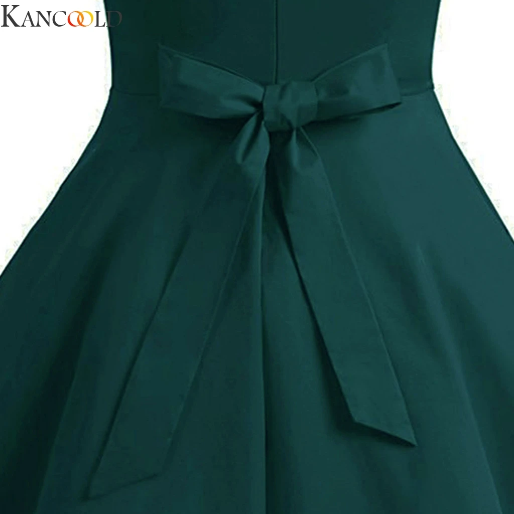 KANCOOLD Women Dress Sleeveless Retro Bow Swing Puff Skirt Beachwear Sexy V-Neck Button Front Swimsuit Plus Size New | Женская одежда