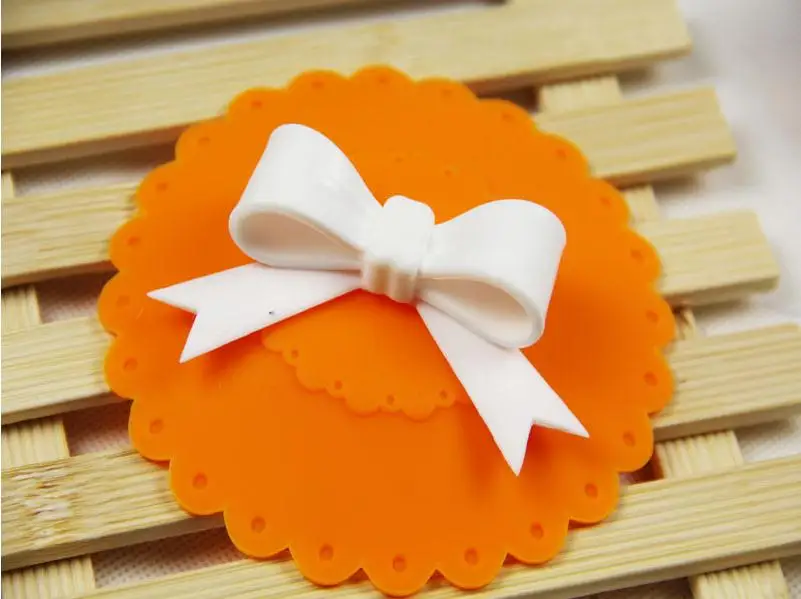

200pcs/lot Anti-dust Silicone Cup Cover Lovely Bowknot Coffee Suction Seal Lid Cap CUP Cover 10.5cm SN2285