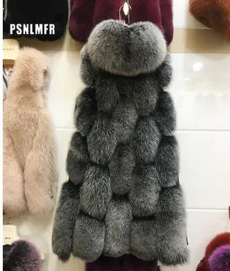 

New Coming Warm Frosted Color Women Coat Comfortable Thick Outwear Hood Fox Fur Coat 2020 Fashion High Quality Real Fox Fur Vest