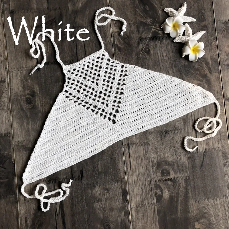 

Hot crocheted beach bikini Sexy beach hand-knitted breast wrap halter bikini bra