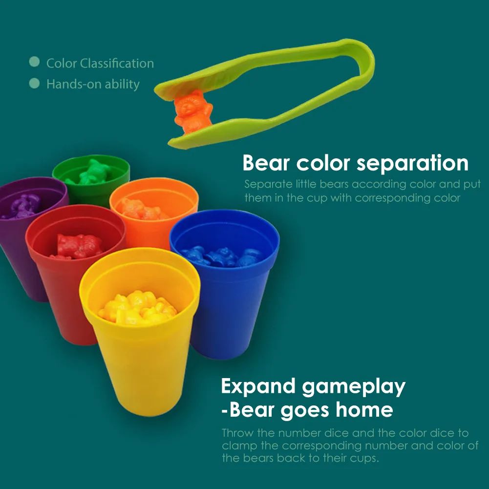 

Rainbow Bear Weights Set Counting Learning Funny Balance Toy Kids Montessori Teaching Aids Early Education Toy For Toddlers