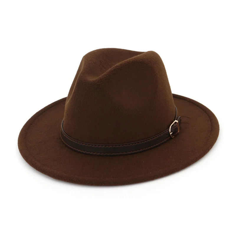 Шерстяная шляпа Fedora для женщин и мужчин, джаз, церковь, Панама, шляпа с кожаная лента, Элегантная Леди, зима, осень, широкие шляпы сомбреро