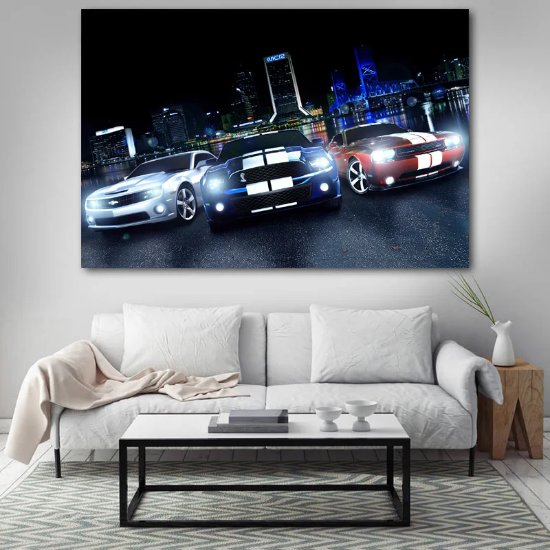 Плакаты и принты с изображением мышечного автомобиля Камаро Мустанг Челленджер