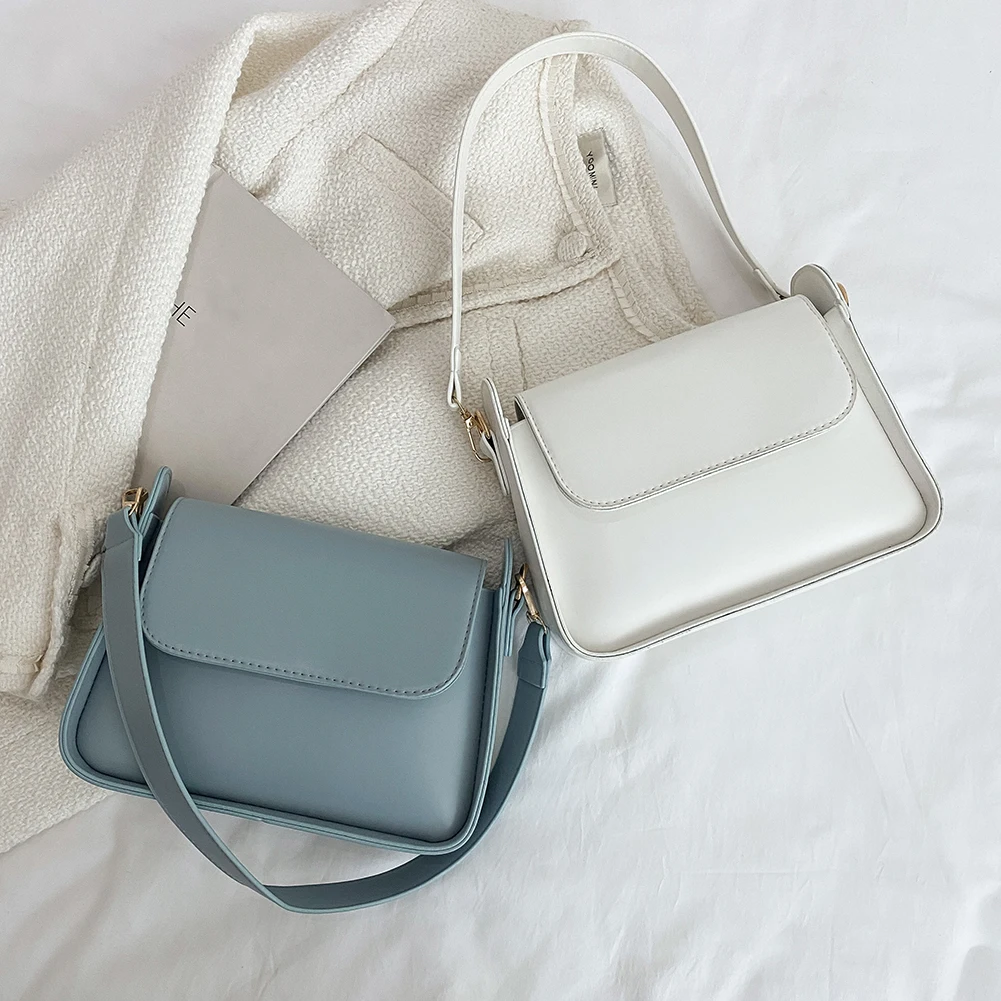 Женская сумка через плечо из искусственной кожи однотонная квадратная с