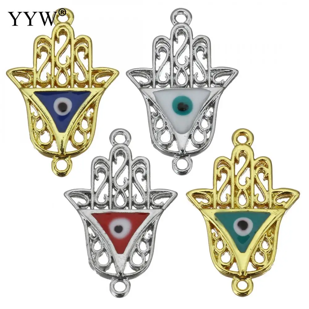 

30pcs/lot Hand Shape Fatima Hamsa Palm Connector Evil Eye Charms Accessories Findings for Bracelet bangles Jewelry DIY Making