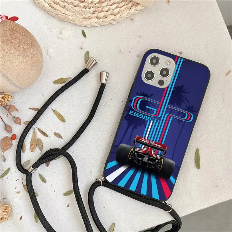 

Formula 1 F1 Painted cAR Phone Case For iPhone 7 8 11 12 X XS XR MINI Pro Max Plus Strap Cord Chain Lanyard soft