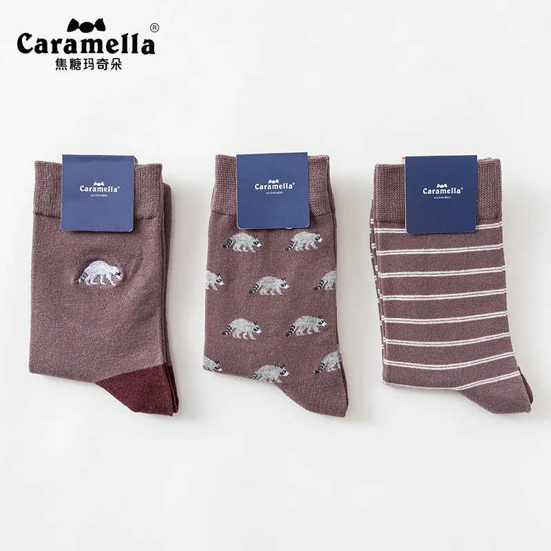 Caramella мужские хлопковые носки с вышивкой 3 пары/Лот|Мужские носки| |