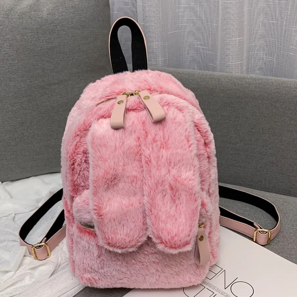 Милый женский рюкзак из искусственного меха с заячьими ушками женские дорожные