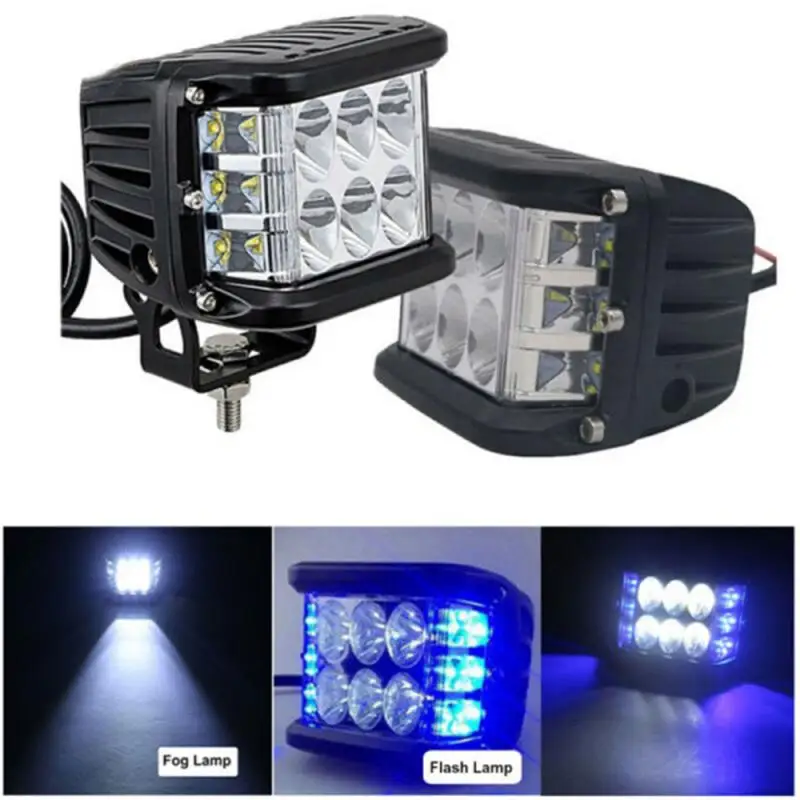 

Motorcycle Signal Lamp 4"Inch LED Pods Work Light Bar White & Red Strobe Lamp Combo For SUV TRUCK UK