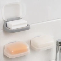 waterproof wall mounted soap dish with lid home shower soap holder draining rack storage tray container bathroom accessories