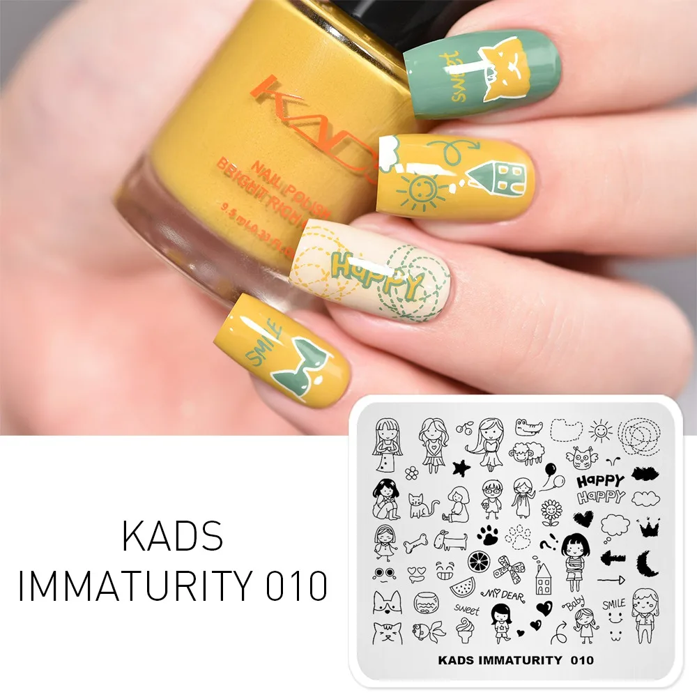 Immaturity 010 KADS дизайн ногтей шаблон конструкции незрелость серии трафарет для маникюра пластины с узорами для ногтей шаблон для печати дизайн - Цвет: Immaturity 010