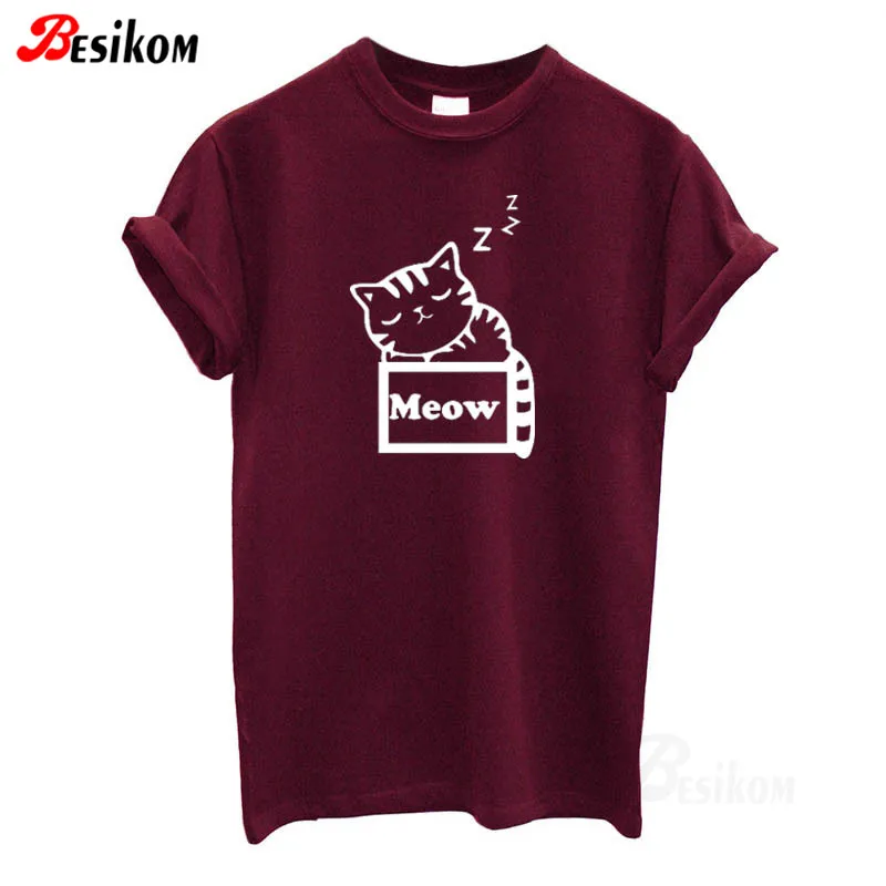 Женская футболка с коротким рукавом Besikom повседневная Однотонная в уличном стиле