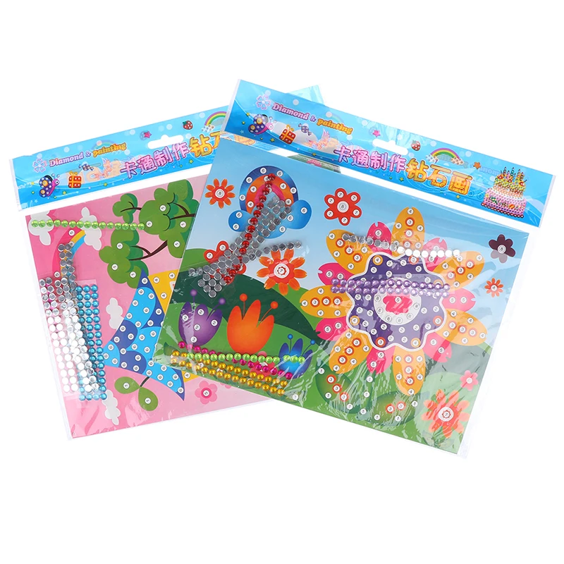 

2pcs DIY Diamond Handmade Stickers Crystal Paste Painting Mosaic Puzzle Stickers Toys for Children Early Education Randon Color