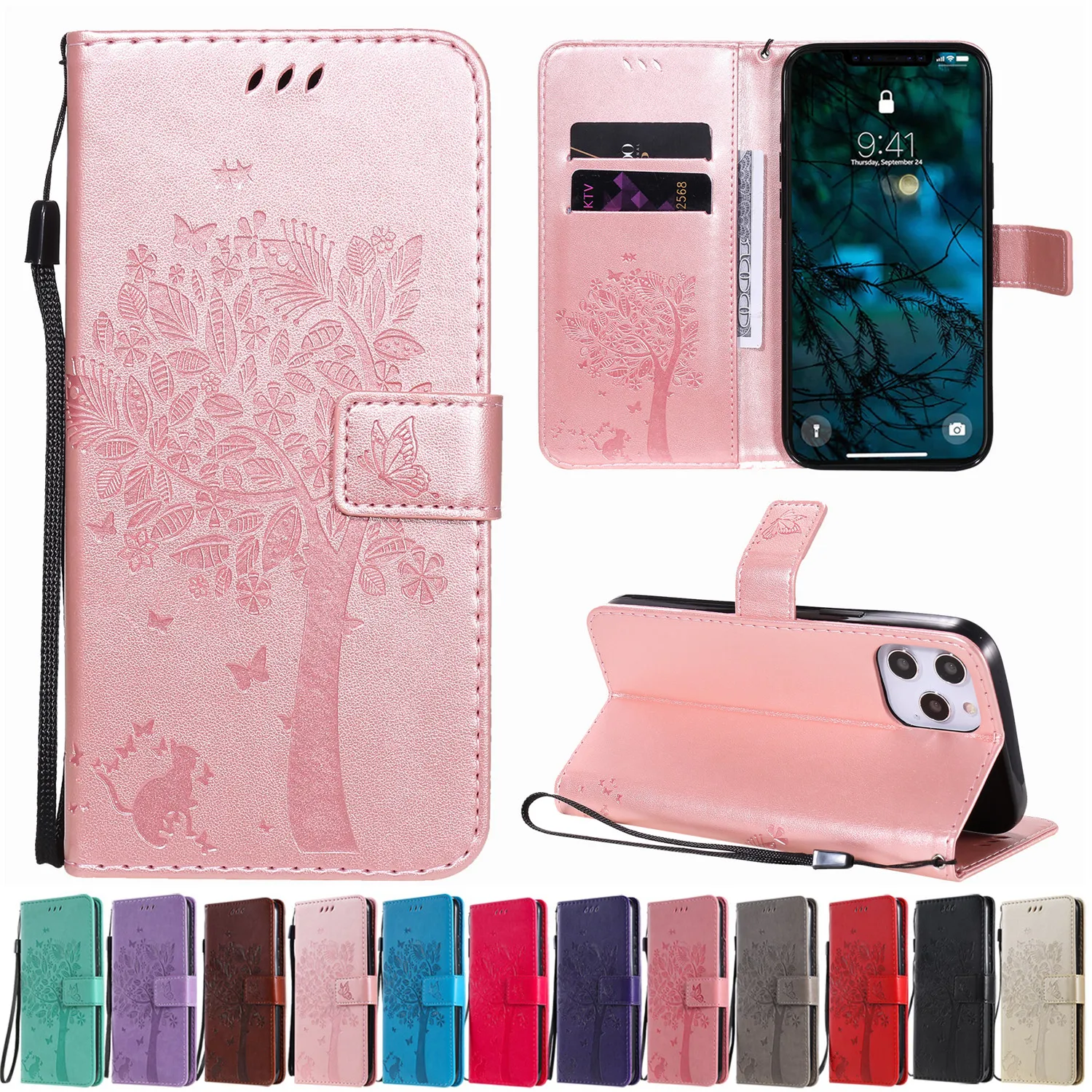 

Чехол-бумажник для iPhone 12 13 Mini 11 Pro Max XR XS X 6 6S 7 8 Plus 5S SE 2020, кожаный чехол-книжка с отделениями для карт, чехол для телефона