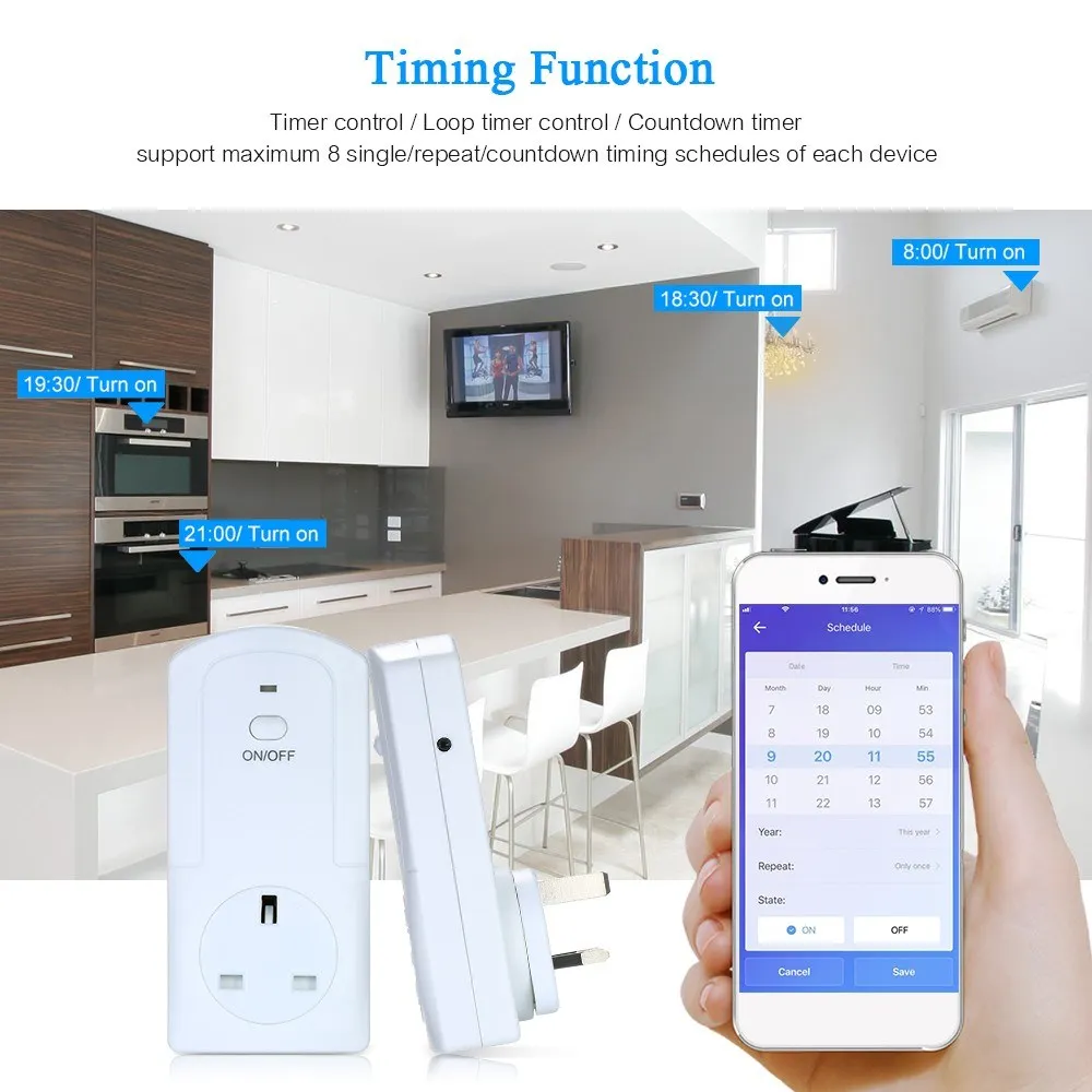 Умная розетка переключатель Amazon Alexa/Google Home UK EU контроль электроэнергии 13А