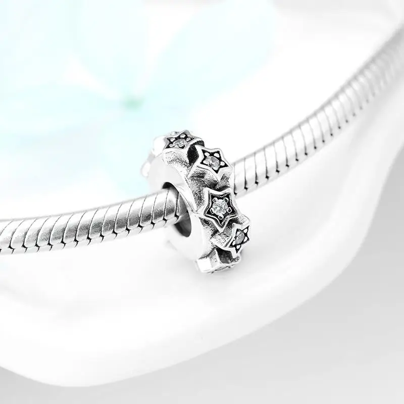 Новый 925 пробы серебро Голубая Эмаль спокойной ночи круглых разделительных