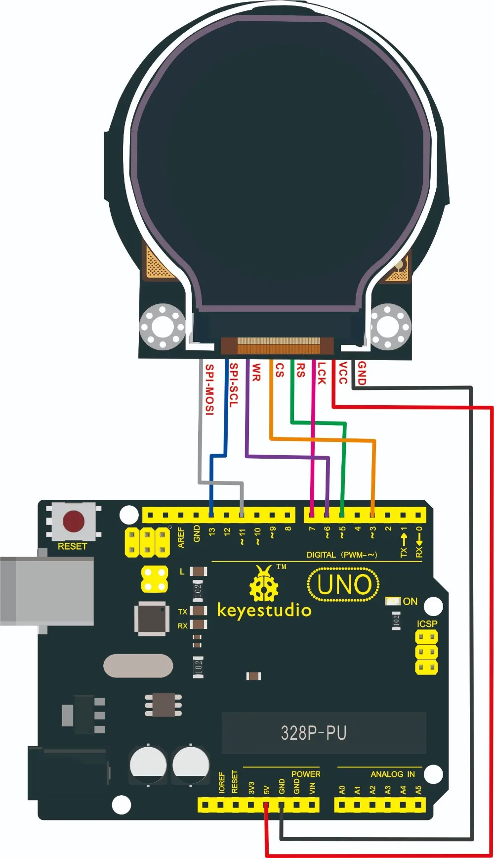 Keyestudio круглый 2,2 дюймов 128* RGB* 128 TFT ЖК-дисплей модуль для Arduino часы