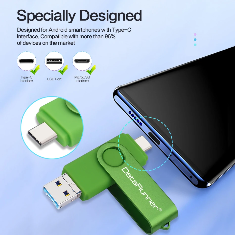 

New DataRunner OTG USB Flash Drive USB 3.0 Pendrive 512GB 256GB 128GB 64GB 32GB USB Stick for Type C/Micro USB SmartPhone/PC