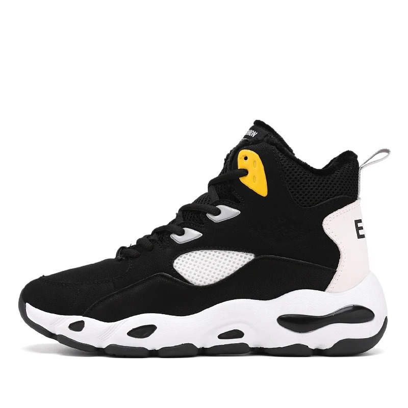 plush black Мужские амортизирующие баскетбольные кроссовки Jordan, зимние теплые баскетбольные кроссовки, Нескользящие высокие кроссовки, мужские баскетбольные ботинки с плюшевой подкладкой - Цвет: plush black