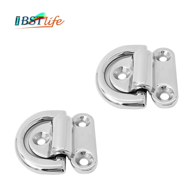 

2PCS 7mm Mirror Polish Marine Grade 316 Stainless Steel Boat Lashing D Ring Tie Down Cleat for Yacht Motorboat