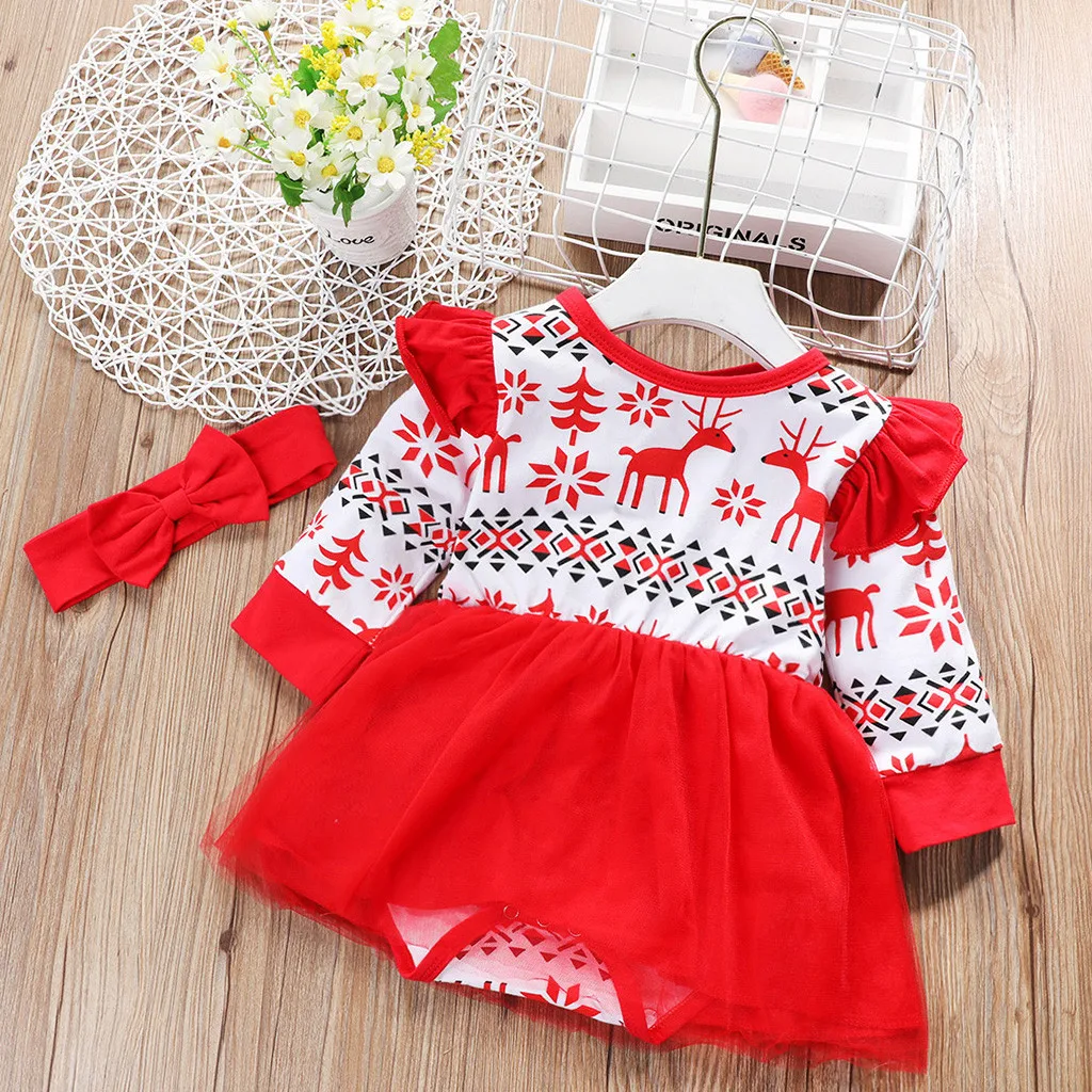 Одежда для маленьких девочек рождественское платье Детские праздничные платья