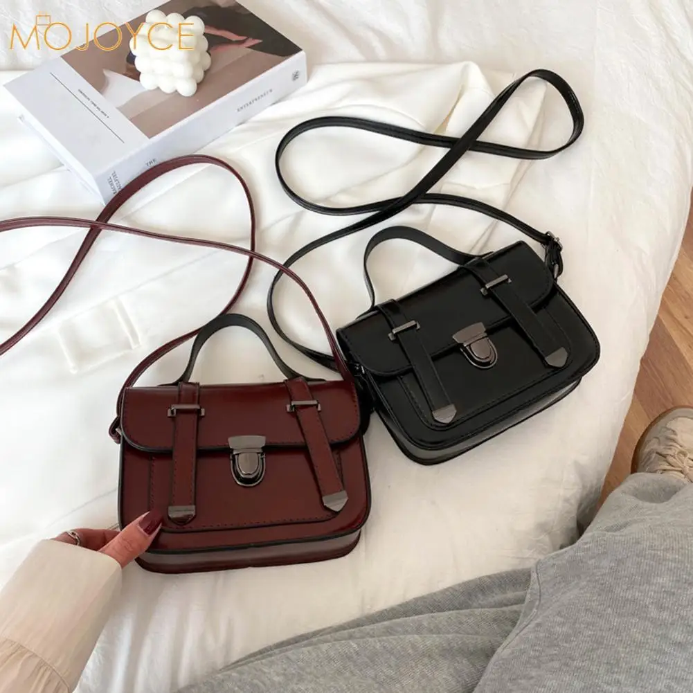 

Женская сумка на плечо в стиле преппи, однотонная винтажная дамская сумка-мессенджер из искусственной кожи, повседневная сумка через плечо ...