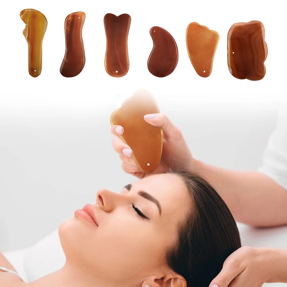 Gua Sha массажный инструмент для соскабливания Натуральный Сердолик Красный Агат