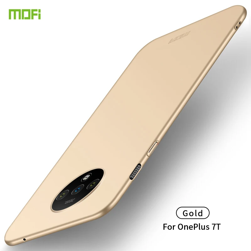 Золотой For OnePlus 7T Case MOFi Hard Luxury Protection Cover For OnePlus 7T Phone Case Cover - Цвет: Золотой