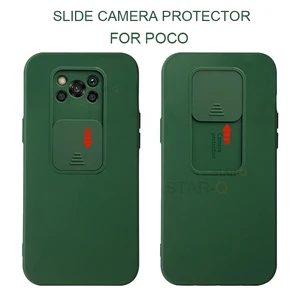 slide camera lens protector liquid silicone phone case on for xiaomi mi poco x3 pro x 3 nfc 2020 f3 5g x3pro soft back cover free global shipping