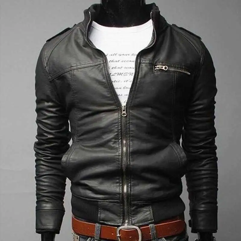 2019 осень зима Корейская кожаная мужская куртка крутая мотоциклетная пальто