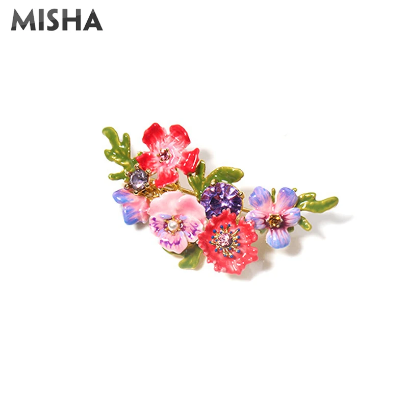 MISHA, Роскошные Ювелирные наборы, очаровательное дамское ожерелье, брошь с серьгами, эмалированная глазурь, цветок, ювелирное изделие, подарок, ожерелье, серьги, наборы 1092