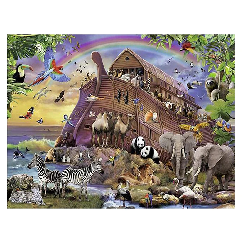 5D «сделай сам», полностью круглая/квадратная алмазная живопись, Noachs Ark, 3D вышивка крестиком, животные, стразы, мозаика, домашний декор, искусство Y1377