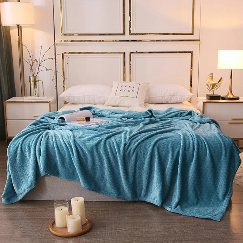 

Coral Fleece Blanket Spring And Autumn Small Blanket Comfortable Wheat Ear Pattern Solid Color Air-conditioning Blanket