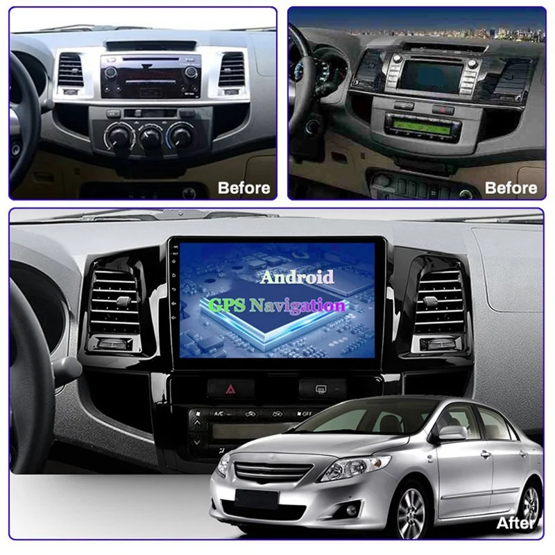 

9 Inch 2 Din Android 10.0 Car MP5 Player 2+16GB Bluetooth GPS Navigation for Toyota Fortuner Hulix 2007-2015 Automatic