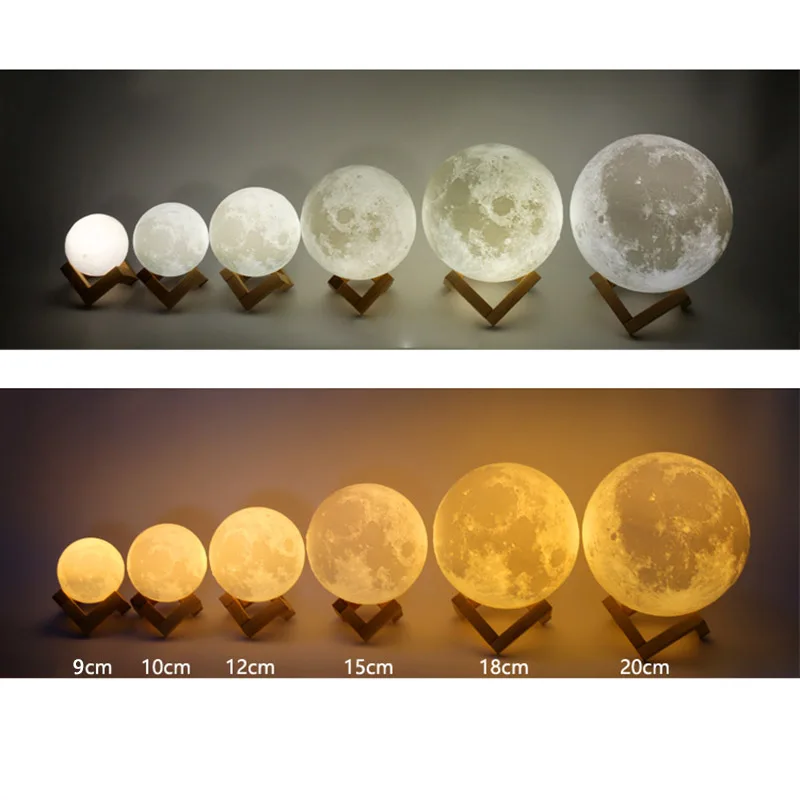 Перезаряжаемая лампа в виде Луны с 3D рисунком ночник для спальни книжного шкафа
