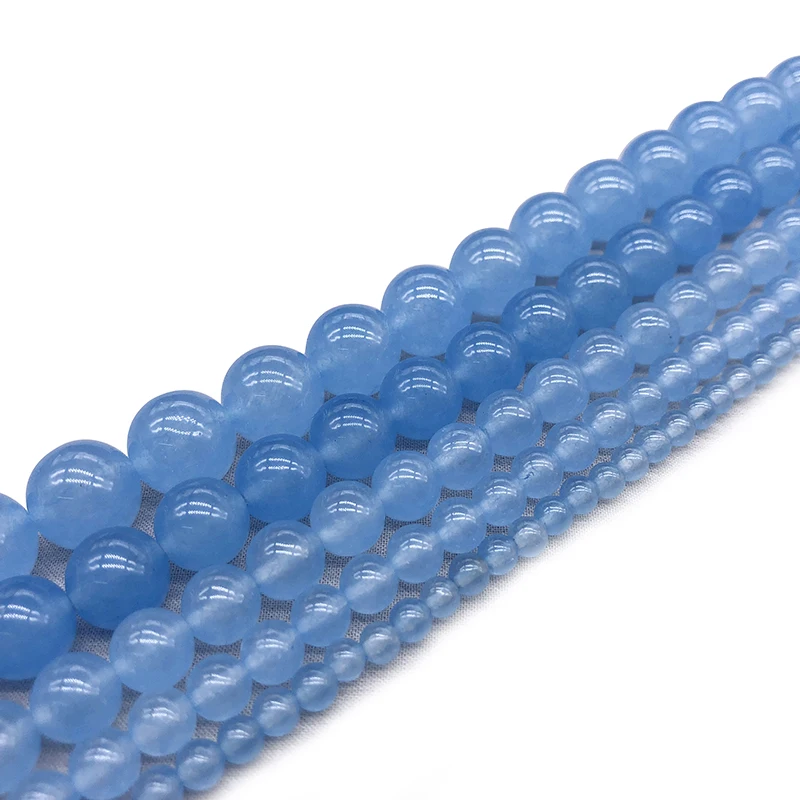 

Light Blue Chalcedony Natural Stone Round Loose Spacer Beads For Jewelry Making DIY Bracelet Necklace 4 6 8 10 12 MM Strand 15"