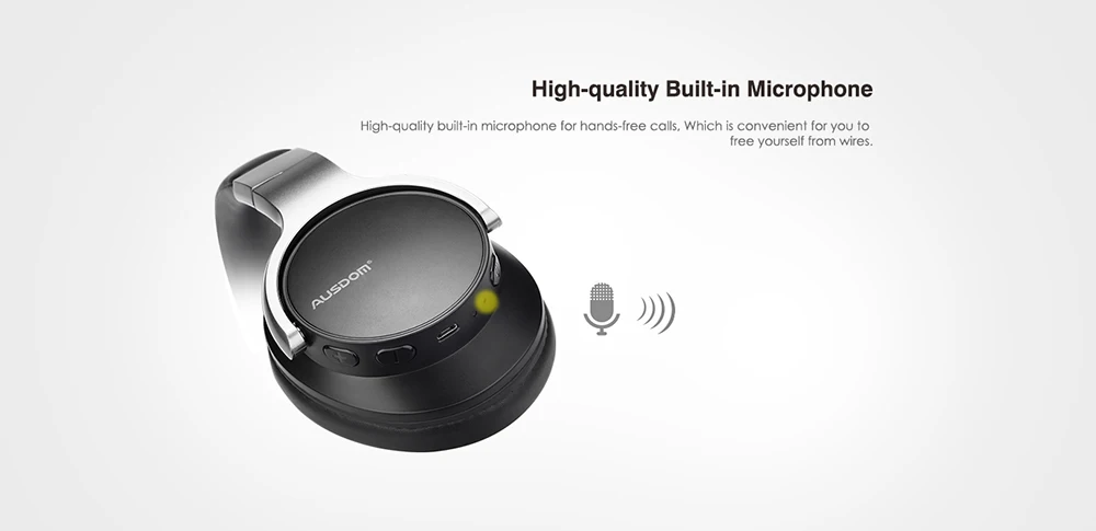 Ausdom ANC8 активные Беспроводные наушники с шумоподавлением, bluetooth-гарнитура с супер Hi-Fi глубокими басами, 20 ч, время воспроизведения для работы в путешествиях