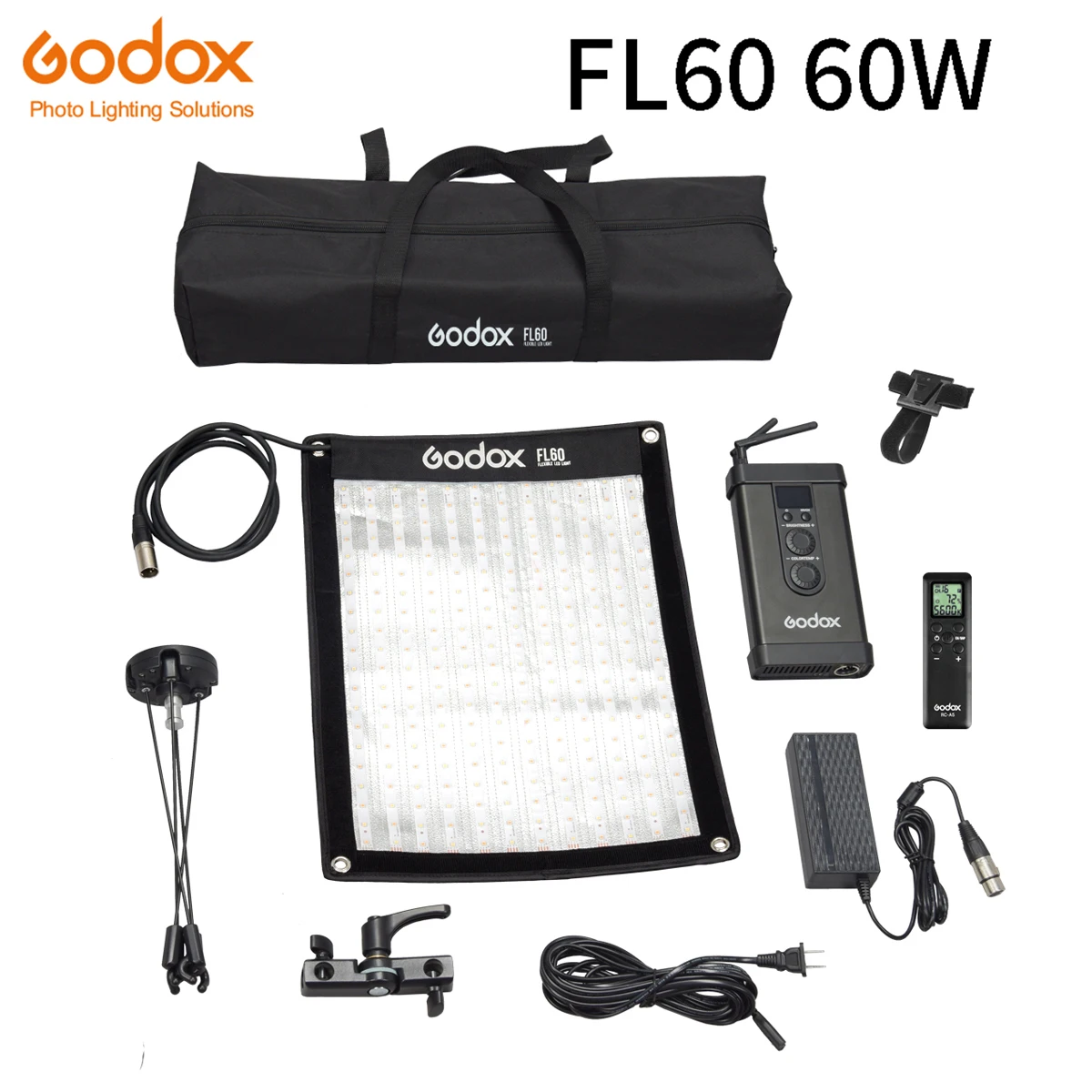

Godox FL60 60 W 30*45cm Flessibile LED Video Luce Arrotolabile Lampada del Panno con il Regolatore 3300-5600K Bi-colore
