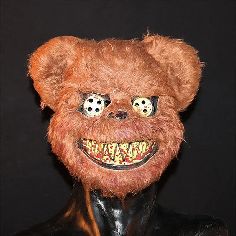 

The latest bloody bear bunny mask plush bloody brown bear halloween masquerade party horror mask