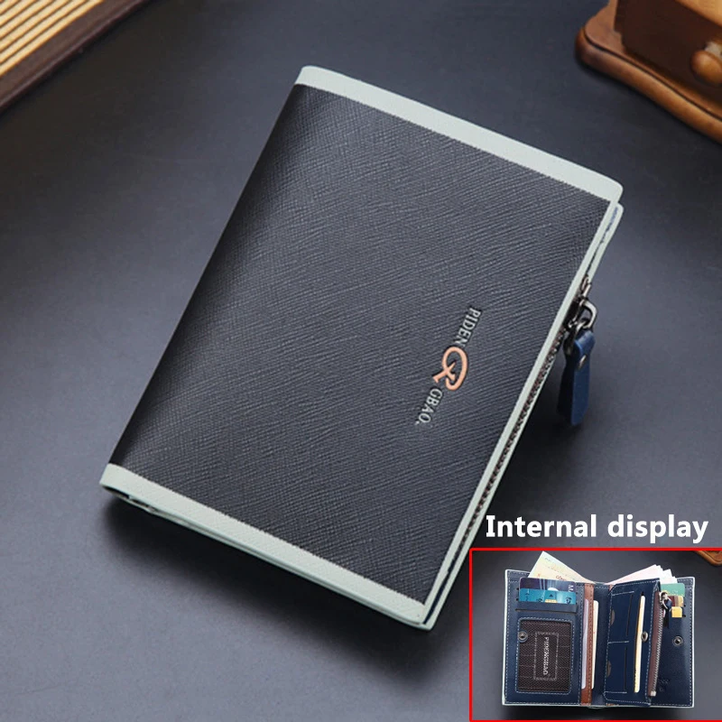 

Men Business Leather Billfold Wallet Brand Luxury Short Slim Male Purses Credit Card Thin Multi-Function Cardholder Coin Purse