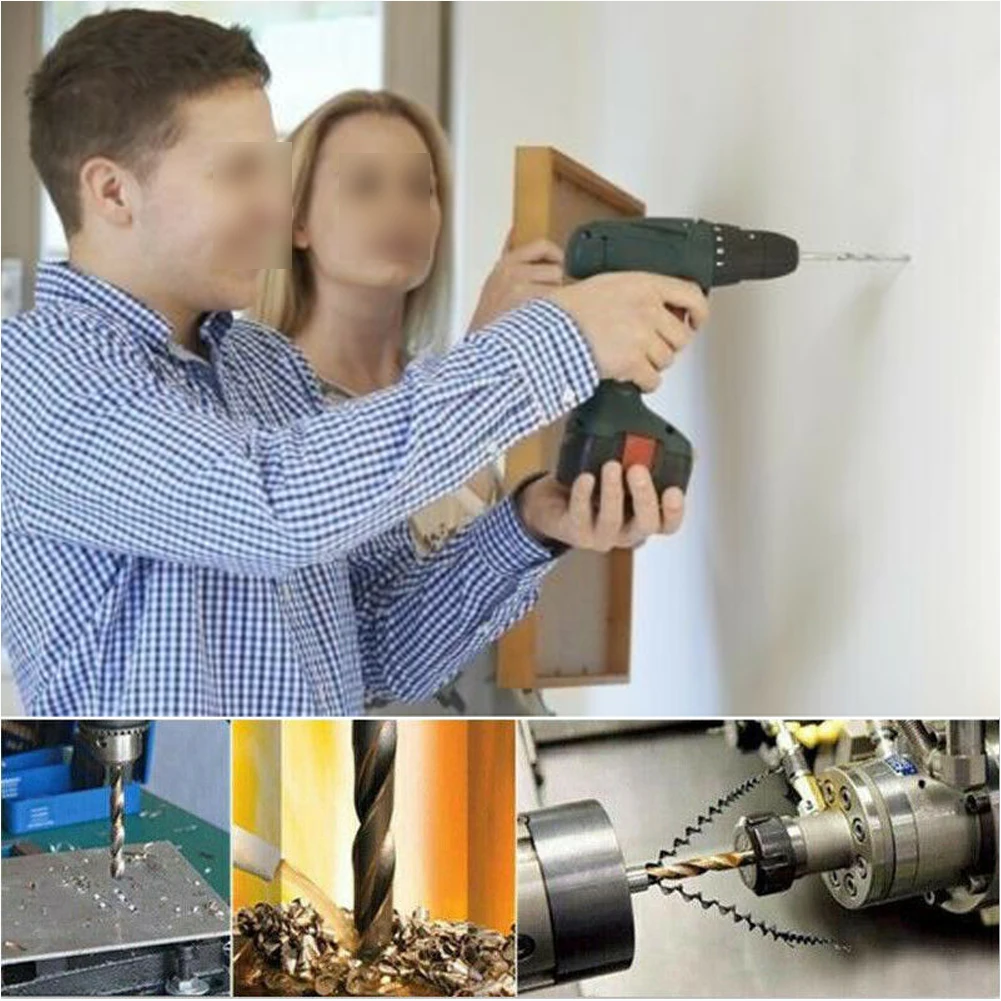 

100 Pcs/set Hss Titanium Coated Twist Drill Bit High Speed Steel Hole Opener Woodworking Metal Plastic Tools Electric Drill