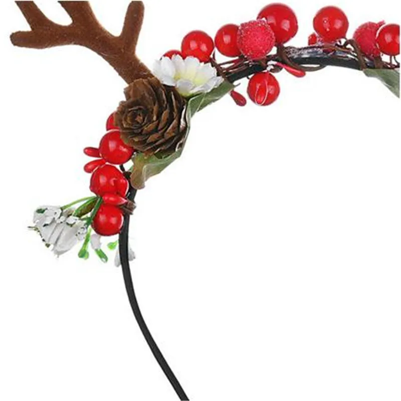 Новый головной убор с красными рогами оленем Рогом ветками дерева повязкой на