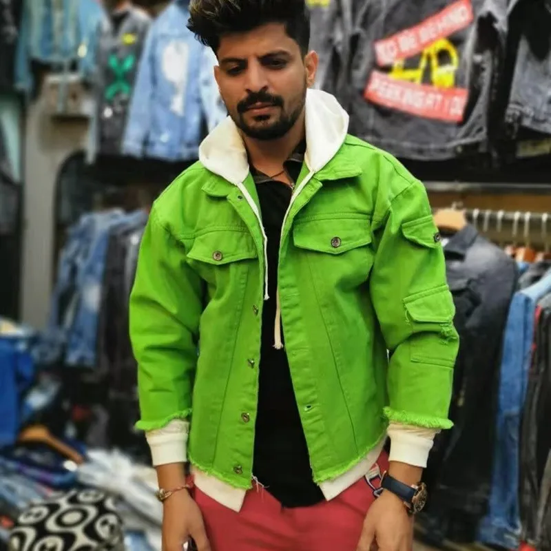 High Street джинсовое пальто для мужчин с модным принтом капюшоном в стиле пэчворк