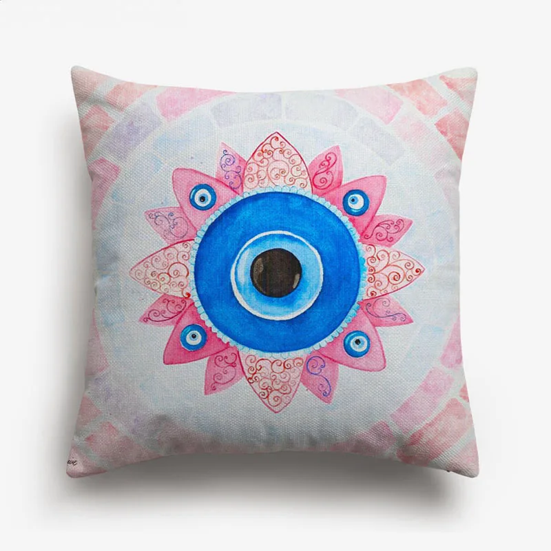T Hamsa Hand Evil Eye Чехлы для подушек масляная живопись Ислам Арабский Хамса рука Фатимы Mosque льняные наволочки - Цвет: T